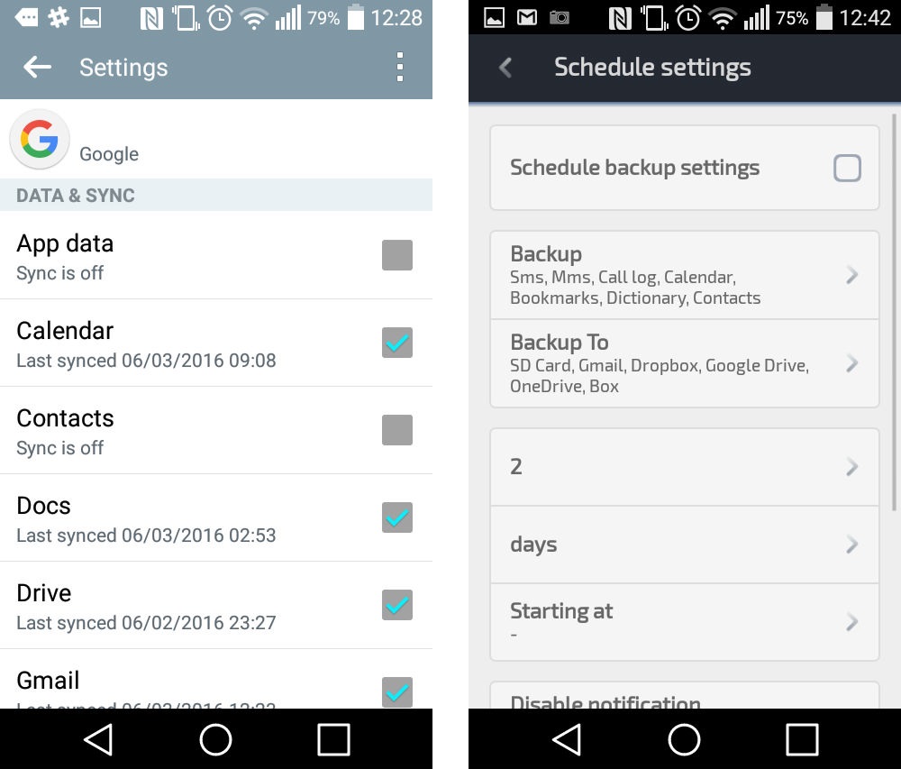 android settings backup