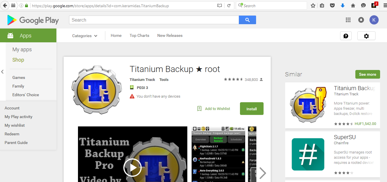 titanium android backup