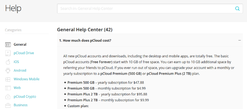pCloud help center